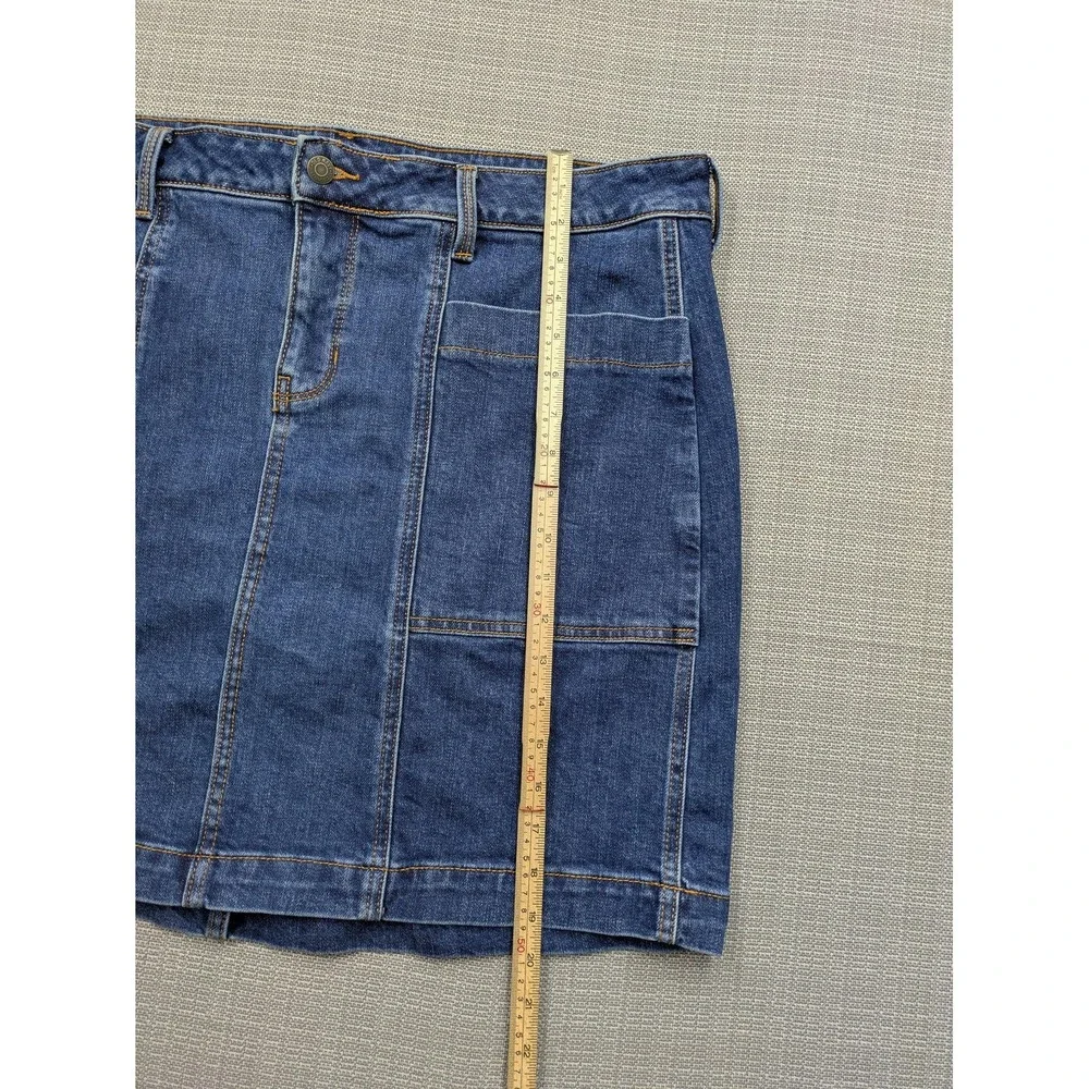 Old Navy Skirt Womens 18W Blue Denim Utility Pockets Short Stretch Zip Fly